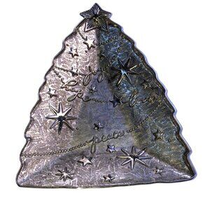 HALLMARK 1995 Vintage Christmas Holiday Tree Candy Trinket Dish Joy Hope Love 8"